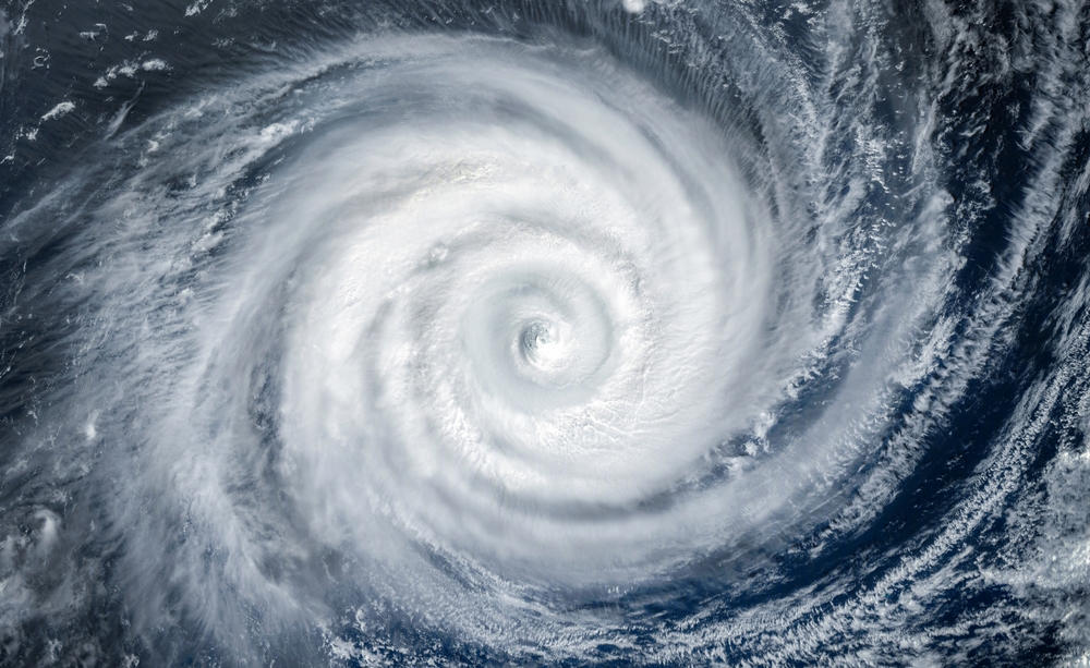 Tropical storm hurricane over ocean — pet hurricane preparedness guide for Boca Raton pet owners